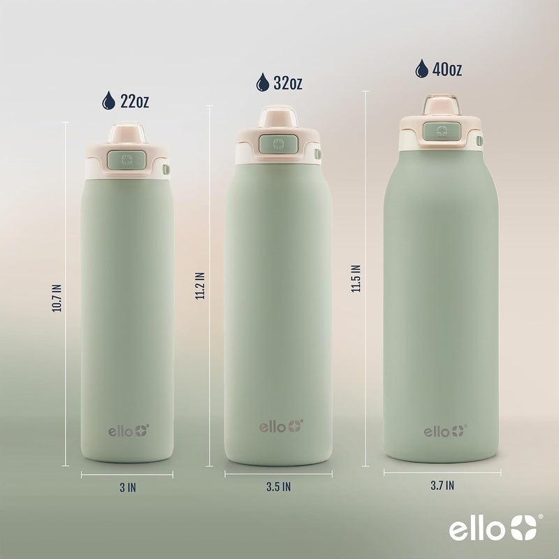 Ello Pop & Fill Stainless Steel Water Bottle with Quick Fill Technology, Double Walled Vacuum Insulated Metal, Leak Proof Locking Lid, Sip & Chug, BPA Free, Holiday Gift for Him Her, 22oz, 32oz, 40oz - Image 5